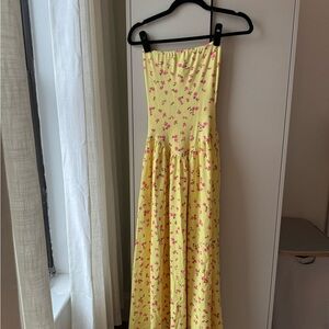 RESA Yellow Floral Strapless Maxi Dress